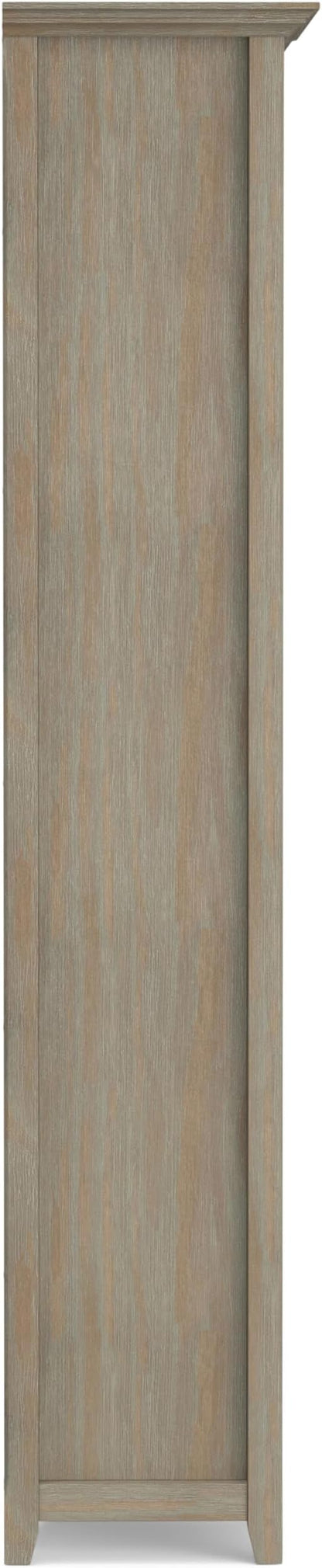 SIMPLIHOME Amherst SOLID WOOD 30 Inch Transitional 5 Shelf Bookcase in Distressed Grey, For the Living Room, Study Room and Office