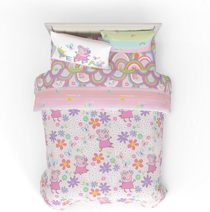 Franco Peppa Pig Kids Bedding Super Soft Comforter and Sheet Set with Sham, 7 Piece Full Size, (Officially Licensed Product)