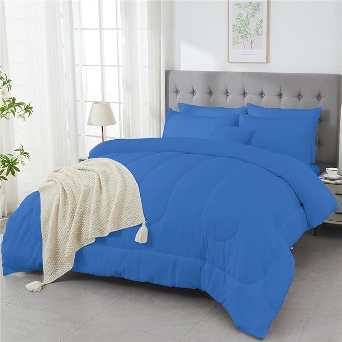 3 Piece Solid Color All Season Bedding Comforter Set Microfiber Soft Lightweight Bedding Set for Kids Teens Adults Room Decor with 1 Comforter and 2 Pillowcases King