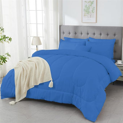 3 Piece Solid Color All Season Bedding Comforter Set Microfiber Soft Lightweight Bedding Set for Kids Teens Adults Room Decor with 1 Comforter and 2 Pillowcases Queen