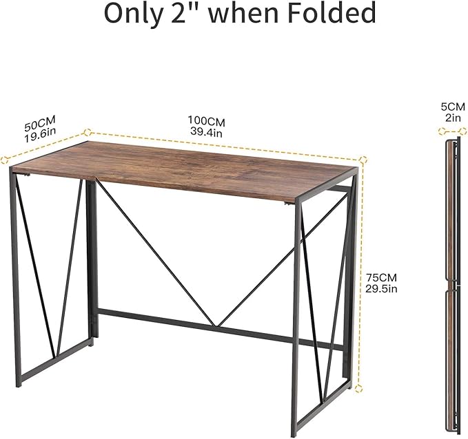NWCD3D Folding Computer Desk, Brown