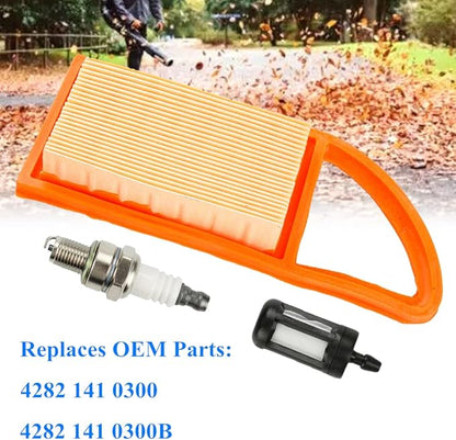 Air Filter With Fuel Filter Spark Plug for Stihl BR500 BR550 BR600 Backpack Blowers, Replaces 4282 141 0300, 4282 141 0300B