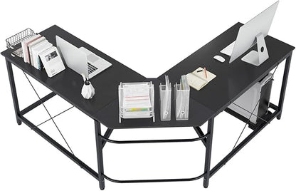 sogesfurniture Large L-Shaped Computer Office Desk, 59" Corner Gaming Desk Workstation Desk PC Laptop Office Home Desk L Desk, Black