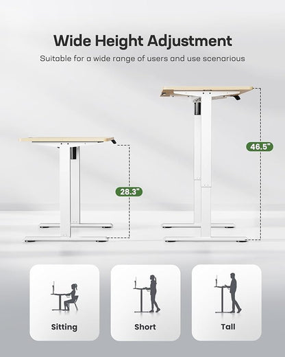 Marsail Electric Standing Desk, 48 * 24 Inch Height Adjustable Sit Stand up Desk with 3 Memory Preset, Headphone Hook Computer Desk Workstation for Home Office, Treadmill Pad