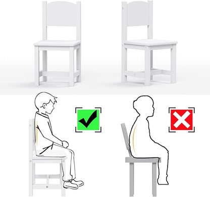 Timy Toddler Wooden Chair Pair, Kids Furniture for Eating, Reading, Playing 2 Pack (White)