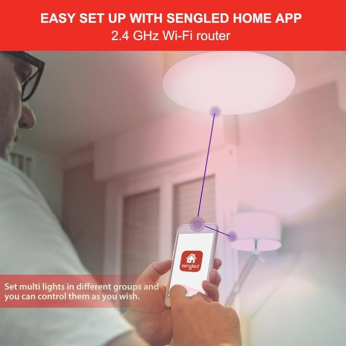 Sengled Smart Light Bulb, Color Changing Light Bulb, WiFi Light Bulbs No Hub Required, Smart Bulbs that Work with Alexa & Google Home, Smart LED A19 RGB Light Bulbs, 1 Pack