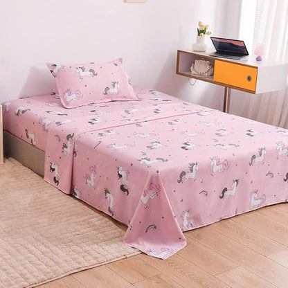 ADASMILE A & S Unicorn Comforter Set Full with Sheets 6 Pieces Floral Pink Unicorn Bedding Set for Girls Kids Unicorn Sheets Soft Bed-in-a-Bag Comforter Reversible Bed Comforter Set for Home Decor