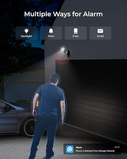 REOLINK Wireless Outdoor Security Camera Lumus 2K, Upgraded 4MP Spotlight Color Night Vision, 2.4/5GHz Dual-Band WiFi Plug in Camera, Smart Person/Vehicle/Animal Detection, Two-Way Talk, Local Storage