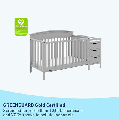 Graco Benton 5-in-1 Convertible Crib and Changer (Pebble Gray) – Crib and Changing Table Combo, Includes Water-Resistant Changing Pad, 3 Drawers, Converts to Toddler Bed, Daybed and Full-Size Bed
