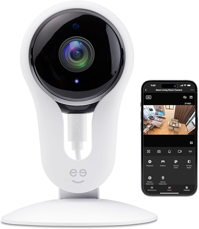 Geeni Aware 1080p HD Smart Camera – Indoor Home Security Camera – No Hub Required – Motion Detection Camera – Smart Camera Works with Amazon Alexa and Google Home, Requires 2.4 GHz Wi-Fi