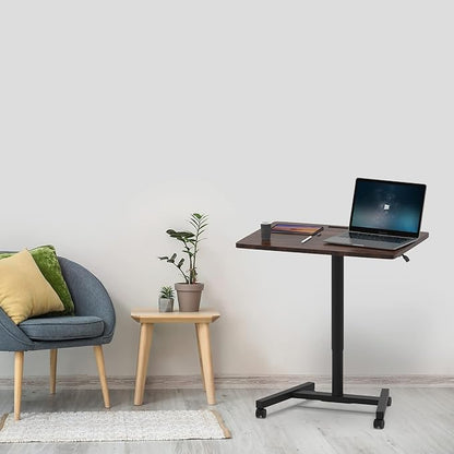 Rolling Desk Adjustable Height, Presentation Podium with Tablet Slot, 28 Inch Mobile Laptop Stand Desk Rolling Cart for Home Office Classroom