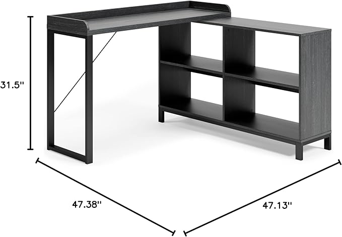 Signature Design by Ashley Yarlow Industrial Home Office L-Shaped Desk with Cube Storage, Black