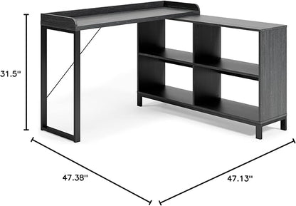 Signature Design by Ashley Yarlow Industrial Home Office L-Shaped Desk with Cube Storage, Black