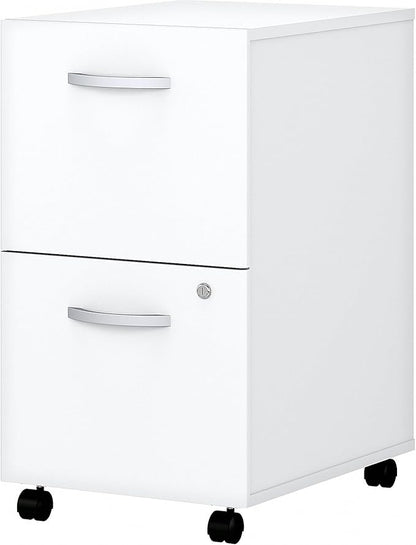 Bush EO108WHSU 2-Drawer Vertical File Cabinet Locking Ltr/Lgl Pure White 20.16-Inch