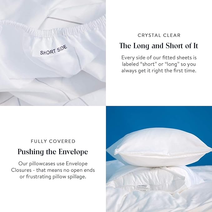 Brooklinen Luxury Sateen 4 Piece Queen Size Sheets Set in Cream - 100% Cotton Sateen Sheets - 1 Fitted Sheet, 1 Flat Sheet, 2 Pillowcases - Best Luxury Sheets