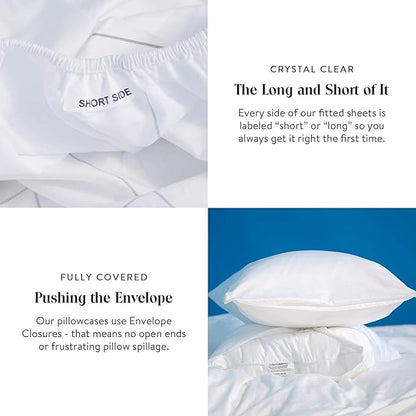 Brooklinen Luxury Sateen 4 Piece Queen Size Sheets Set in Cream - 100% Cotton Sateen Sheets - 1 Fitted Sheet, 1 Flat Sheet, 2 Pillowcases - Best Luxury Sheets