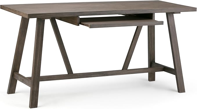 SIMPLIHOME Dylan SOLID WOOD Modern Industrial 60 inch Wide Home Office Desk, Writing Table, Workstation, Study Table Furniture in Driftwood