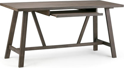 SIMPLIHOME Dylan SOLID WOOD Modern Industrial 60 inch Wide Home Office Desk, Writing Table, Workstation, Study Table Furniture in Driftwood