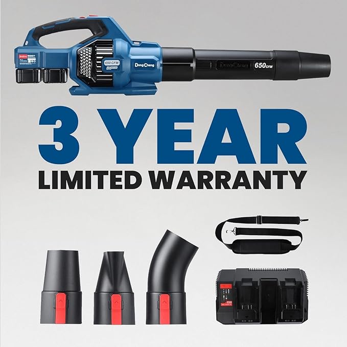 DongCheng Leaf Blower, 650 CFM 40V Cordless Leaf Blower with 2 * 4.0Ah Batteries and Charger, Variable Speed Jet Fan Brushless Motor Electric Leaf Blower for Town Care, Patio, Blowing Leaves and Snow