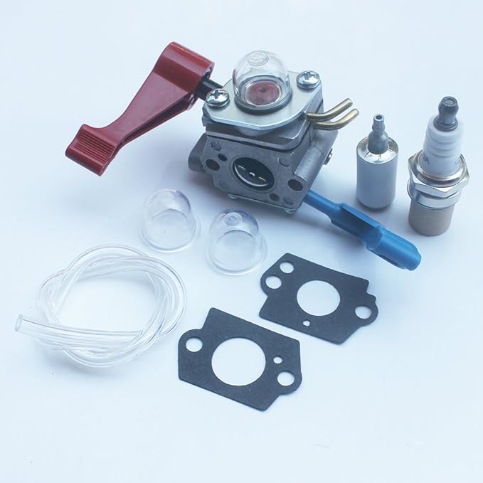 kipa Carburetor with Fuel line Spark plug Gasket kit for Poulan FL1500 FL1500LE Weedeater Sears Craftsman Leaf Blower Replace ZAMA C1U-W12B C1U-W12A Replace Husqvarna OEM # 530071629