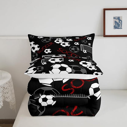 Feelyou Football Comforter Set Twin Size Rugby Sports Comforter for Kids Teens Adults Soccer Ball Game Bedding Set Gift for Football Lover Duvet Set Room Decor 2Pcs with 1 Pillow Case