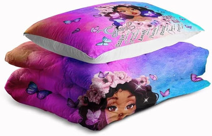 Black Girl Comforter Set Twin,Black Girl Magic Bedding Set,You are Beautiful Lady Bed Bedroom Set,African American Girl Inspirational Quotes Comforter Set