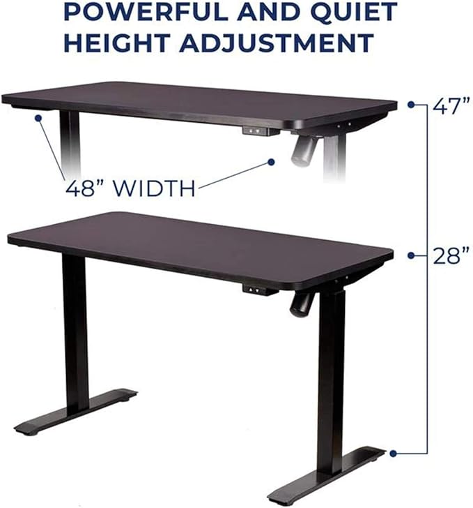 AVIX Whole Piece Electric Standing Desk, 48 x 24 Inches Height Adjustable Desk, Sit Stand Desk Home Office Desks, Black