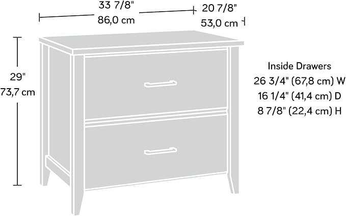 Sauder Summit Station 2-Drawer Lateral File Cabinet, L: 33.86" x W: 20.87" x H: 29.02", Laurel Oak