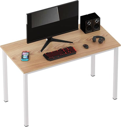 sogesfurniture Computer Desk 47 inches Large Office Desk Computer Table with BIFMA Certification Sturdy Office Desk Writing Desk,Teak with White Leg BHUS-AC3BW-120