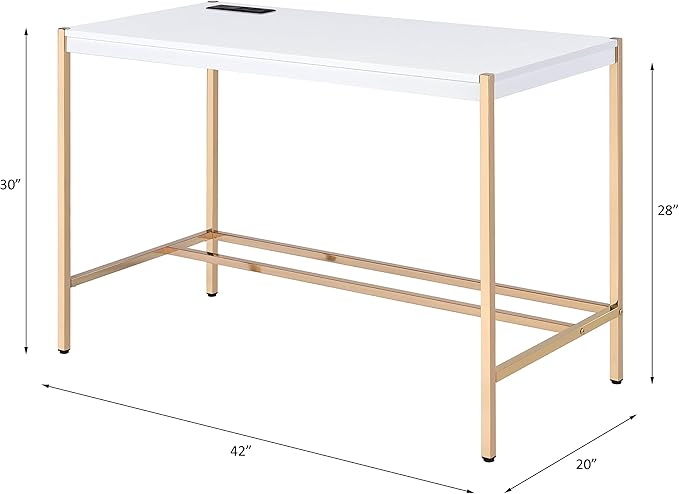 NicBex Laik-DW-00067-DX Desks, 42" W x 20" D x 30" H, White