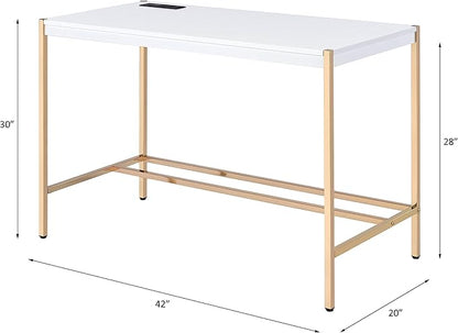NicBex Laik-DW-00067-DX Desks, 42" W x 20" D x 30" H, White