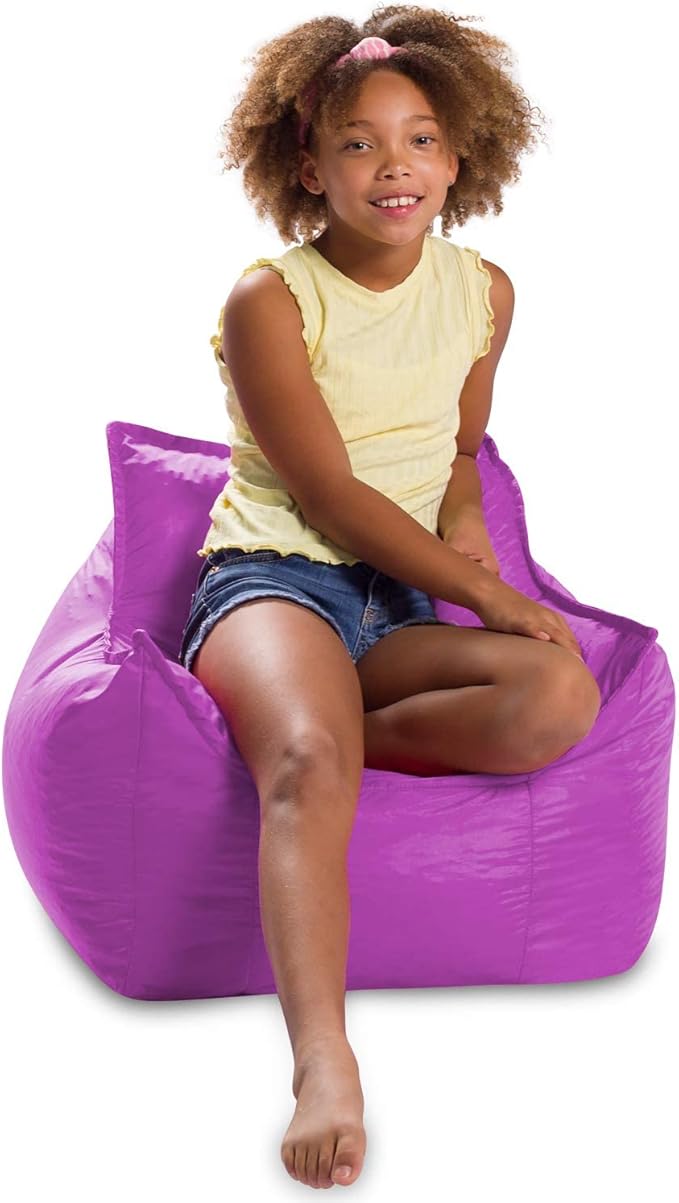 Posh Creations Bean Bag Chair Structured Comfy Seat Use for Gaming, Reading and Watching TV, Newport, Purple