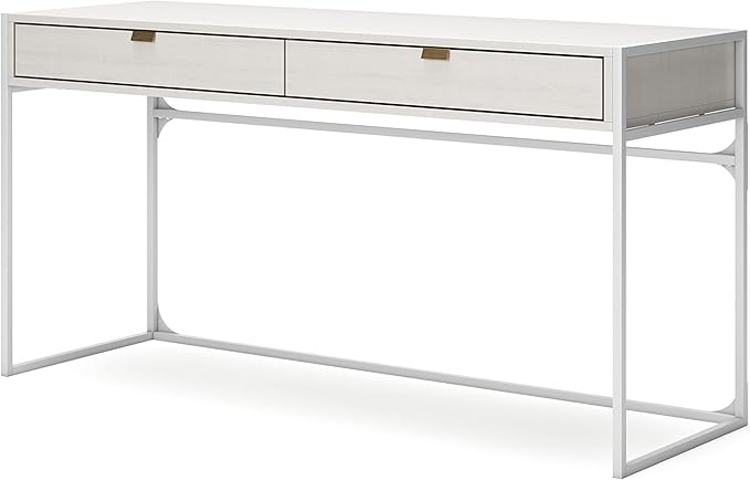 Signature Design by Ashley Deznee Modern Home Office Desk with 2 Drawers, White