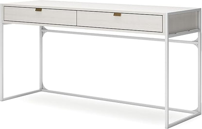 Signature Design by Ashley Deznee Modern Home Office Desk with 2 Drawers, White