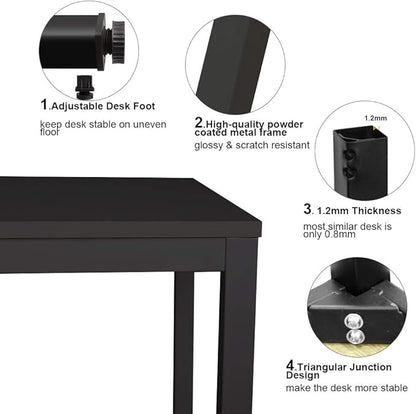 SogesGame Computer Desk, 47.2 inches Small Office Desk Computer Table Study Writing Desk Workstation for Home Office, Black Dining Table