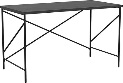 Martha Stewart Maddox Home Office Parsons Desk in Black Wood Grain with Oil Rubbed Bronze Metal X-Frame