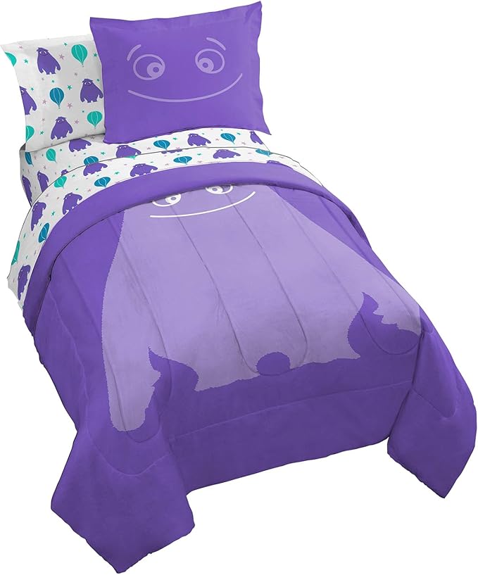 IF Imaginary Friends Twin Comforter Set - Purple 5 Piece Bed Set includes Sheet Set & Pillow Covers - Super Soft Kids Bedding Features Blue