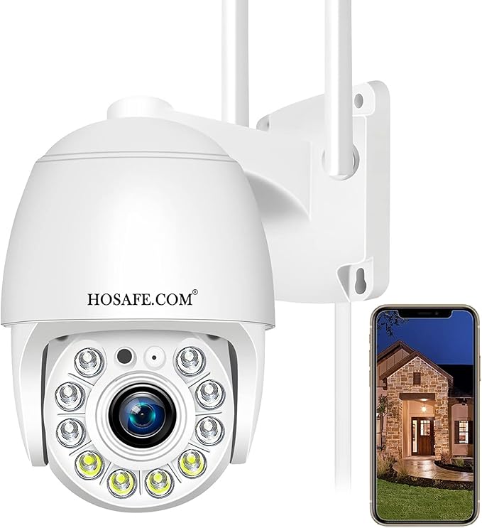 Security Camera Outdoor 2K 4MP, Hosafe WiFi Home Security System Video Surveillance IP Camera, Floodlight Motion Detection, Pan Tilt Auto Tracking, Two Way Audio, Color Night Vision, Waterproof