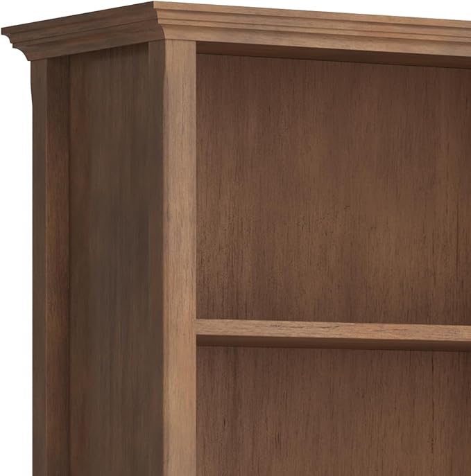 SIMPLIHOME Amherst SOLID WOOD 30 Inch Wide Transitional 5 Shelf Bookcase in Rustic Natural Aged Brown, for The Living Room, Study Room and Office