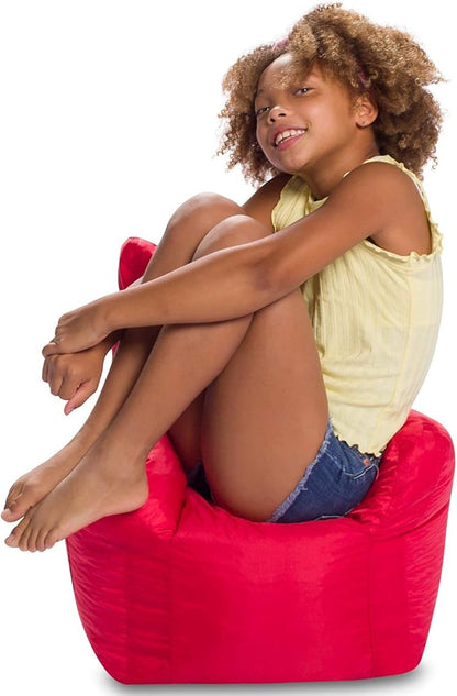 Posh Creations Bean Bag Structured Seat for Toddlers and Kids, Comfy Chair for Children, Pasadena, Red