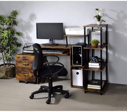 Acme Lyphre Wooden Top Computer Desk in Weathered Oak and Black