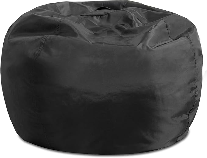Posh Creations Structured Comfy Seat for Playrooms and Bedrooms, Large Bean Bag Chair, 100in Round Classic Bean Bag, Black
