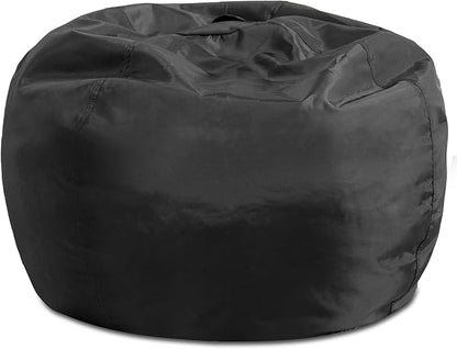 Posh Creations Structured Comfy Seat for Playrooms and Bedrooms, Large Bean Bag Chair, 100in Round Classic Bean Bag, Black