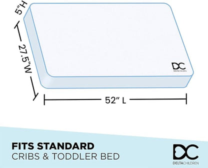Delta Children Heartland 4-in-1 Convertible Crib, Bianca White + Delta Children Twinkle Galaxy Dual Sided Recycled Fiber Core Crib and Toddler Mattress (Bundle)