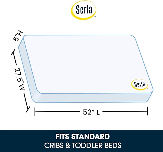 Delta Children Heartland 4-in-1 Convertible Crib Infant Changing Table with Pad + Serta Perfect Start Crib Mattress, Grey