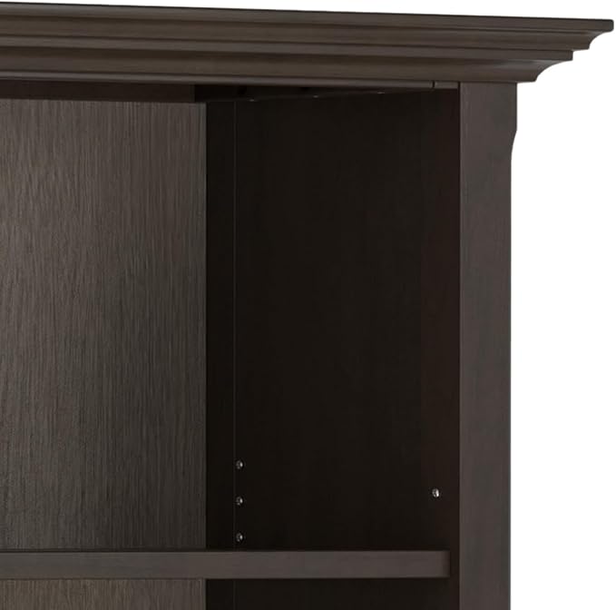 SIMPLIHOME Amherst SOLID WOOD Transitional 5 Shelf Bookcase for The Living, Study Room and Office, 36 inch, Hickory Brown