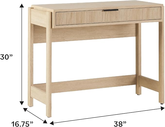 Walker Edison Office Writing and Computer Desk Spacious Desktop, Complementary in Living Spaces, 38 Inch, Reeded Coastal Oak
