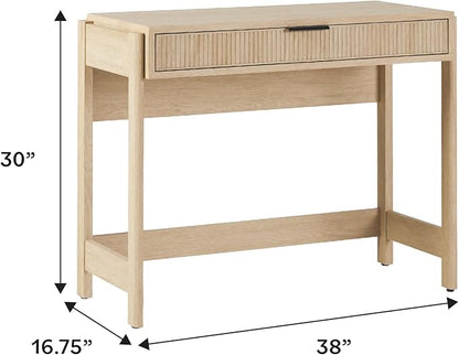 Walker Edison Office Writing and Computer Desk Spacious Desktop, Complementary in Living Spaces, 38 Inch, Reeded Coastal Oak