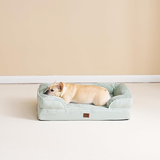EHEYCIGA Orthopedic Large Dog Bed, Waterproof Memory Foam, Non-Slip Bottom, Sage Green, 41"L x 27"W x 6.5"Th