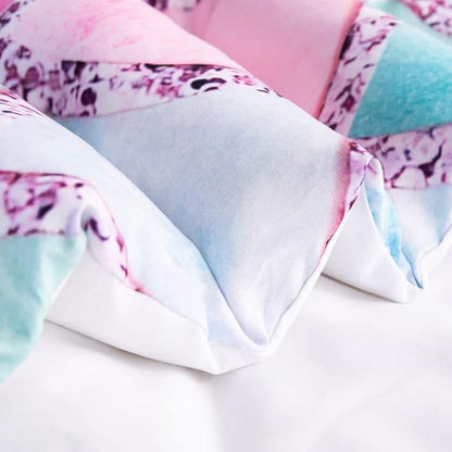 Wajade Kid Mermaid Scale Comforter Bedding Set Twin Size, Colorful Rainbow 3D Fish Scale 7 Pieces Soft Bedding Sets with Comforter, Sheet, Pillowcase and Sham for Girls